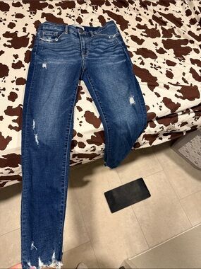 BKE Women's Distressed Skinny Jeans - Blue